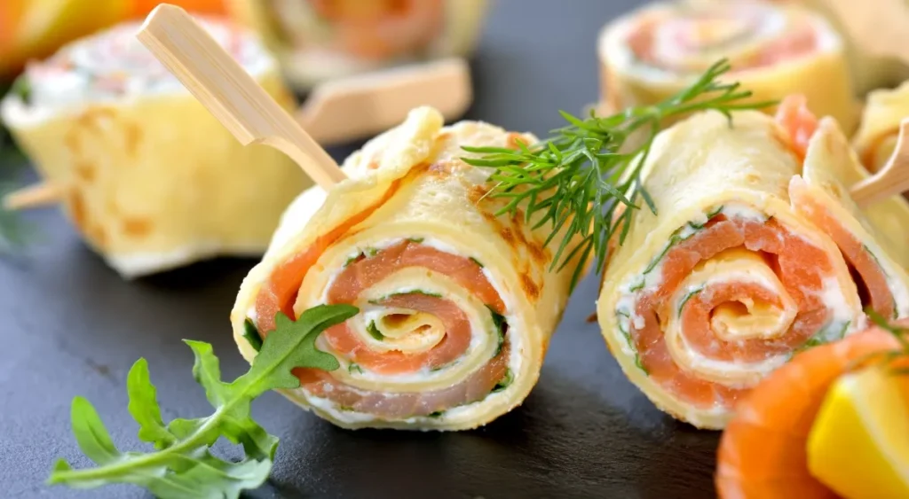 блины с лососем и сливочным сыром