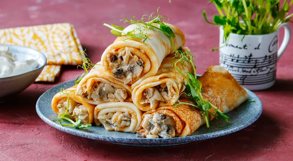 блины с грибами