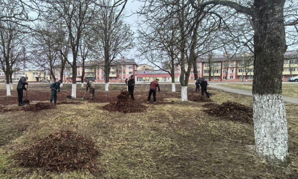 спасатели убирают листву